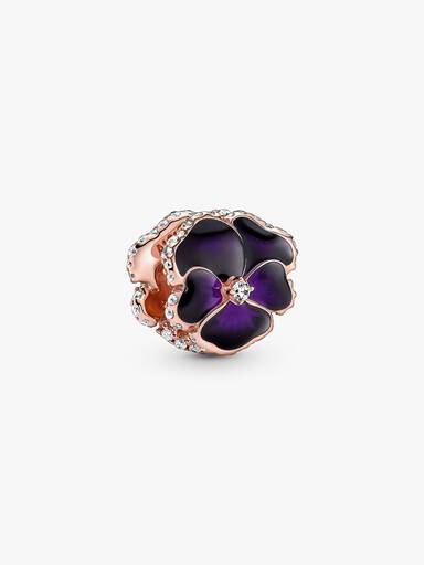Deep Purple Pansy Flower Charm