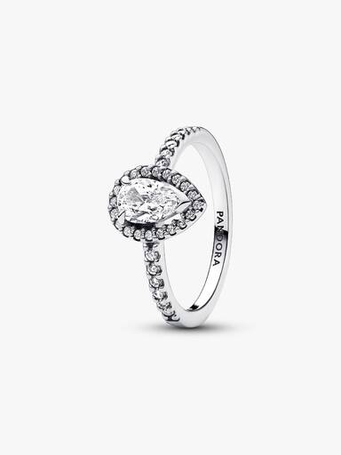 Sparkling Pear Halo Ring