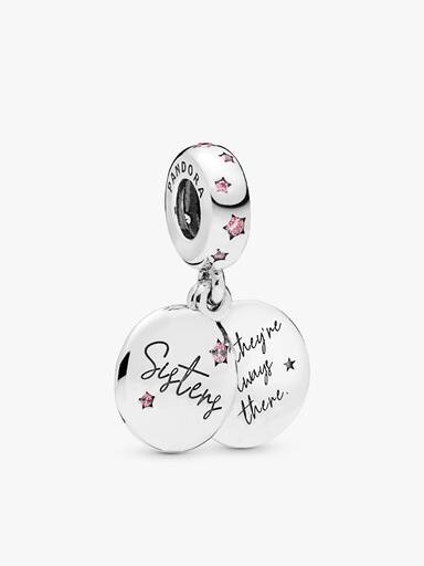 Sisters silver dangle with fancy fuchsia pink cubic zirconia