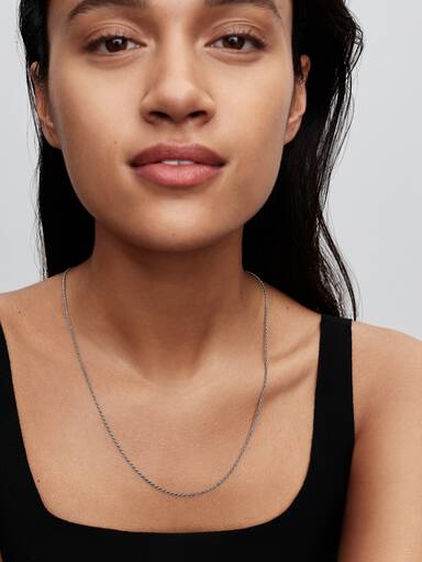 Sterling silver rope chain necklace with sliding clasp