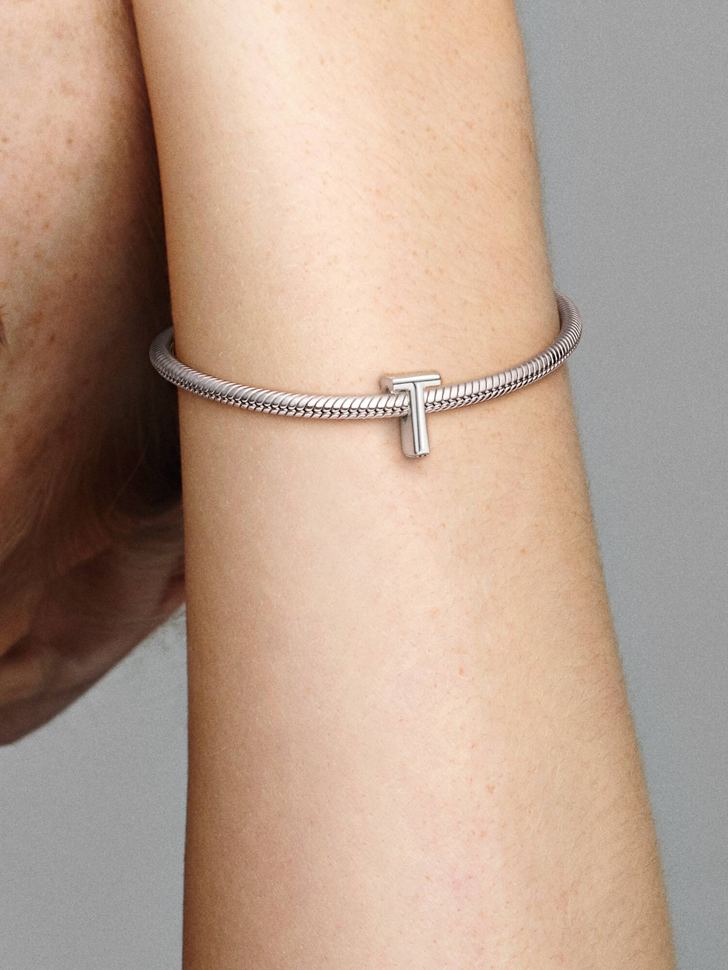 Letter T silver charm