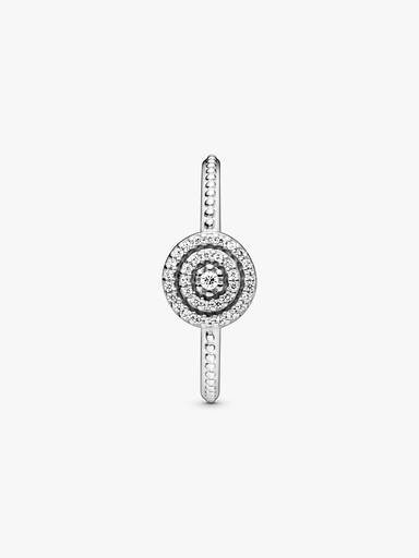 Silver ring with clear cubic zirconia