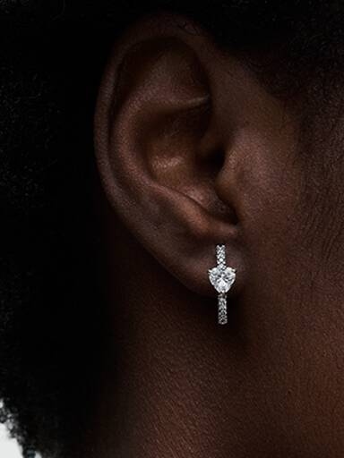 Sparkling Heart Hoop Earrings