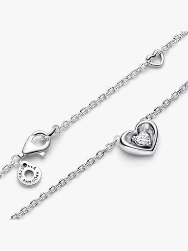 Radiant Heart & Floating Stone Pendant Collier Necklace