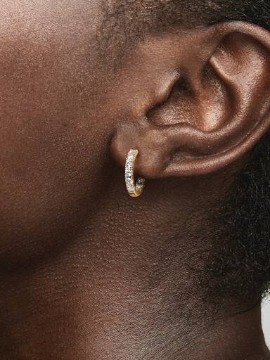 Sparkling Row Eternity Hoop Earrings