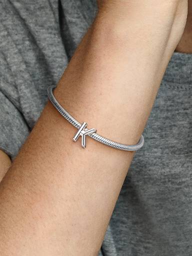 Letter K silver charm