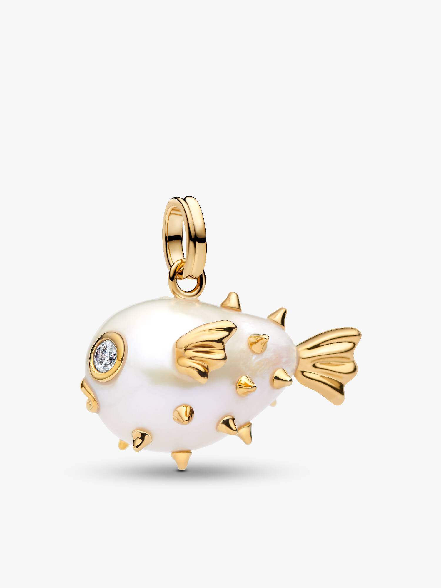 Treated Freshwater Cultured Baroque Pearl Oversized Puffy Fish Pendant