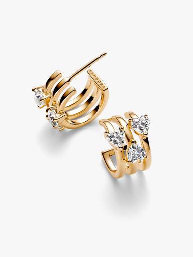 Triple Heart Hoop Earrings