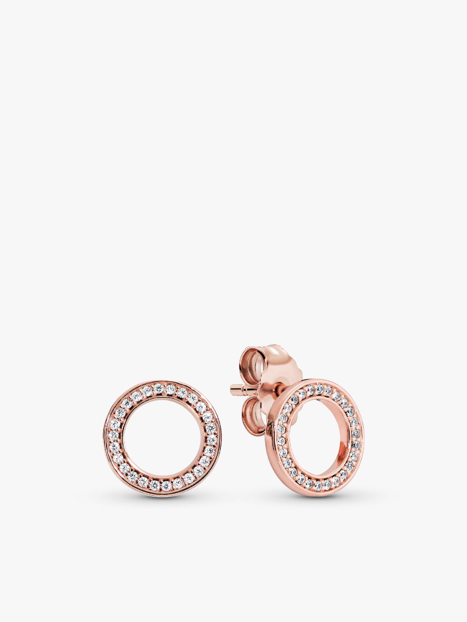 14k Rose gold-plated stud earrings with clear cubic zirconia