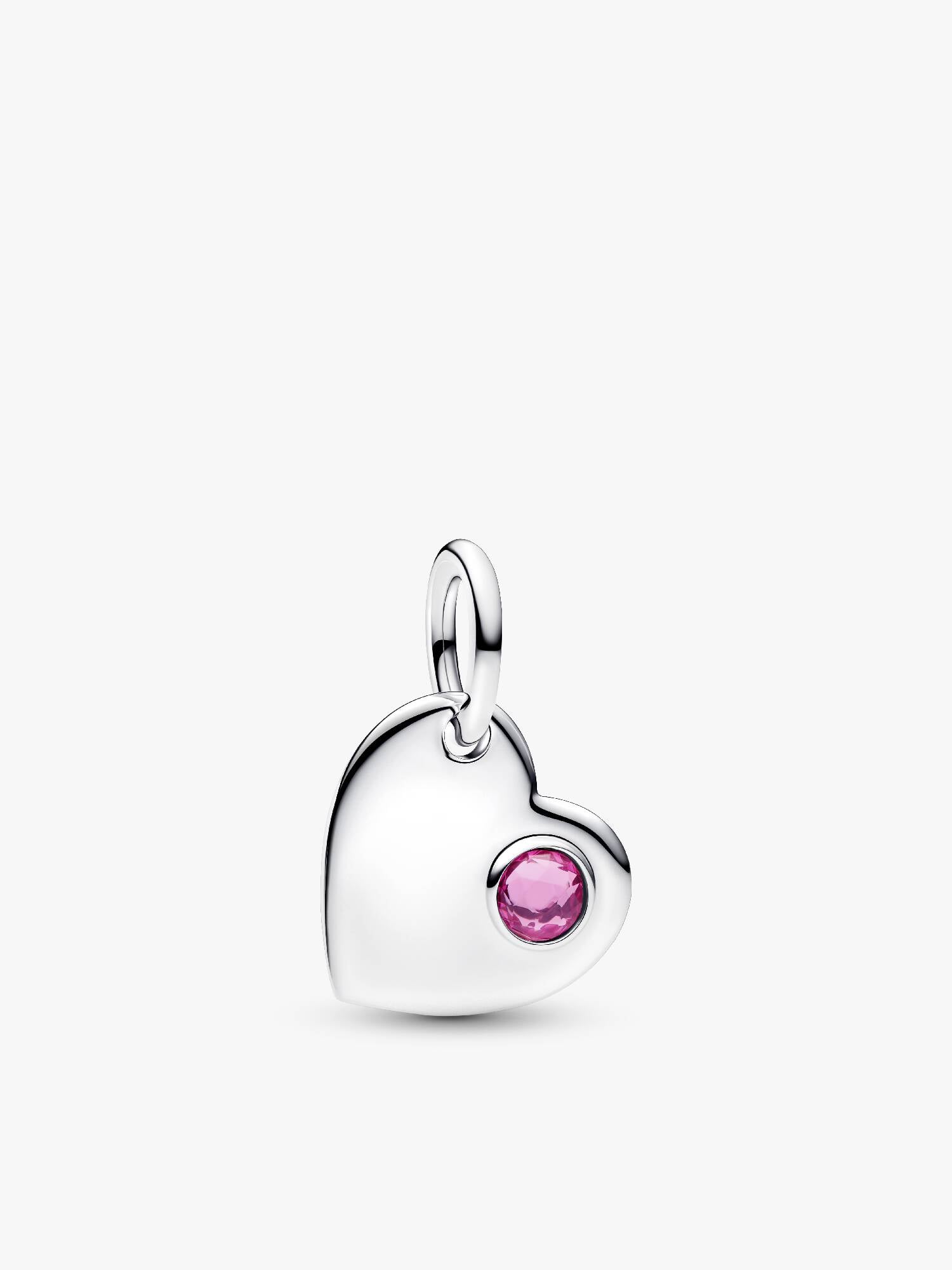 Engravable Heart Pink Stone Dangle Charm