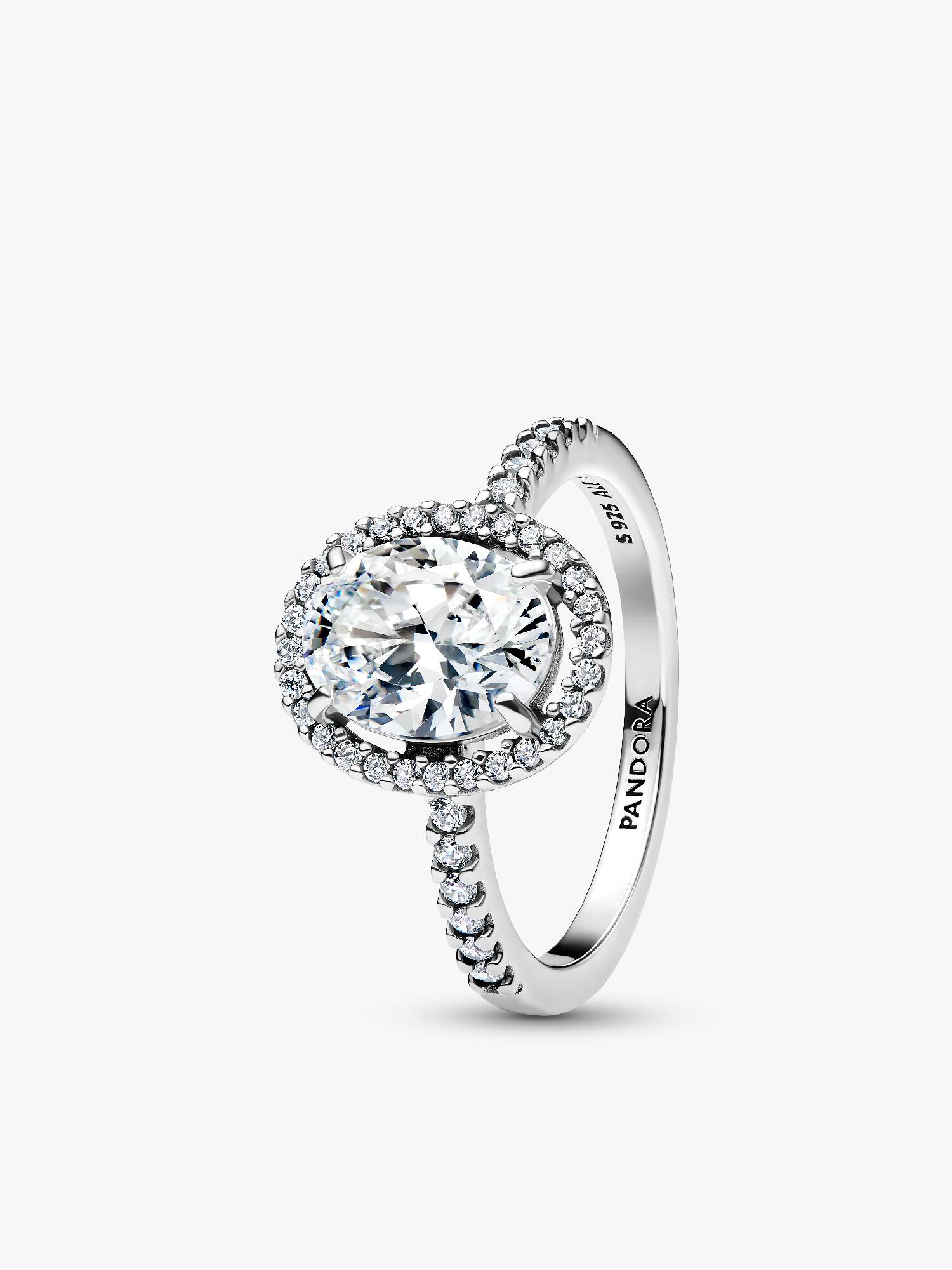 Oval Sparkling Halo Statement Ring