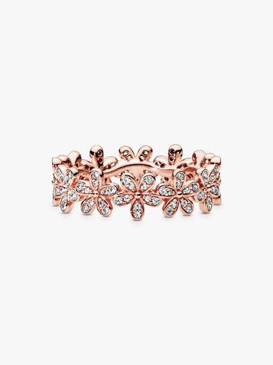 Daisy 14k rose gold-plated ring with clear cubic zirconia
