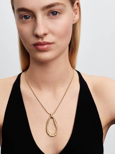 Organically Shaped Stone-Set Statement Pendant Necklace
