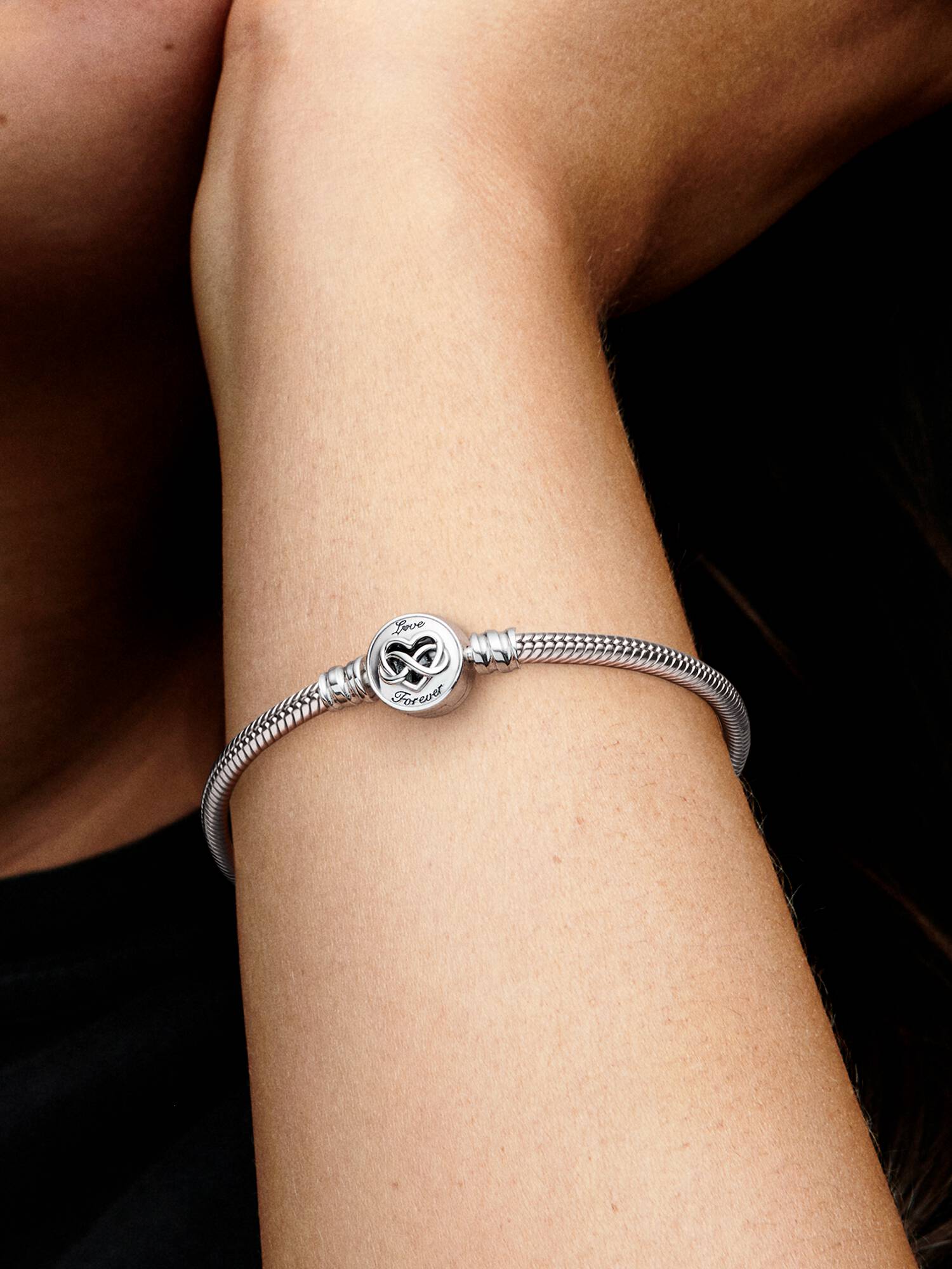 Pandora Moments Heart Infinity Clasp Snake Chain Bracelet