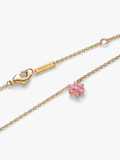 Sparkling Pink Flower Pendant Necklace
