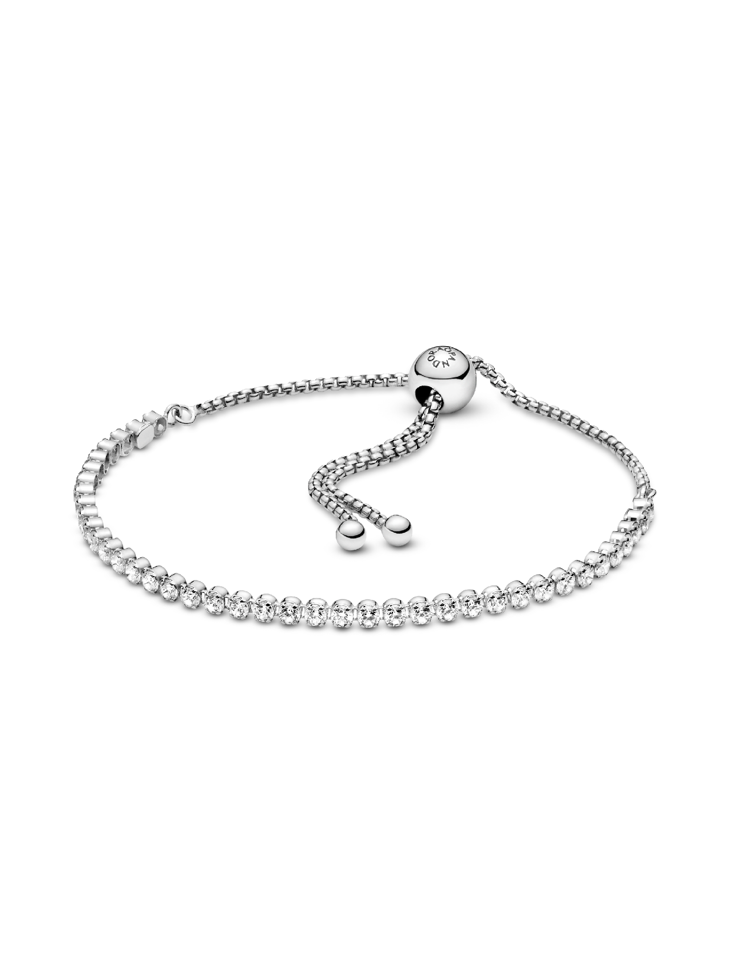 Rhodium plated sterling silver bracelet with clear cubic zirconia