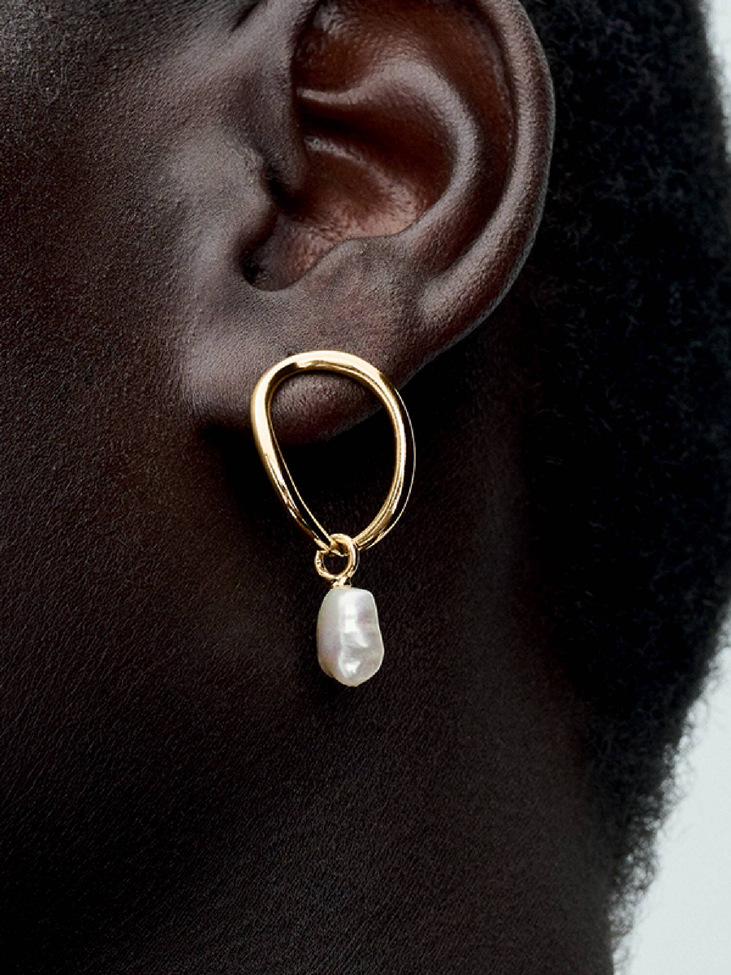 Organically Shaped Circle & Baroque Treated Freshwater Cultured Pearl Earrings