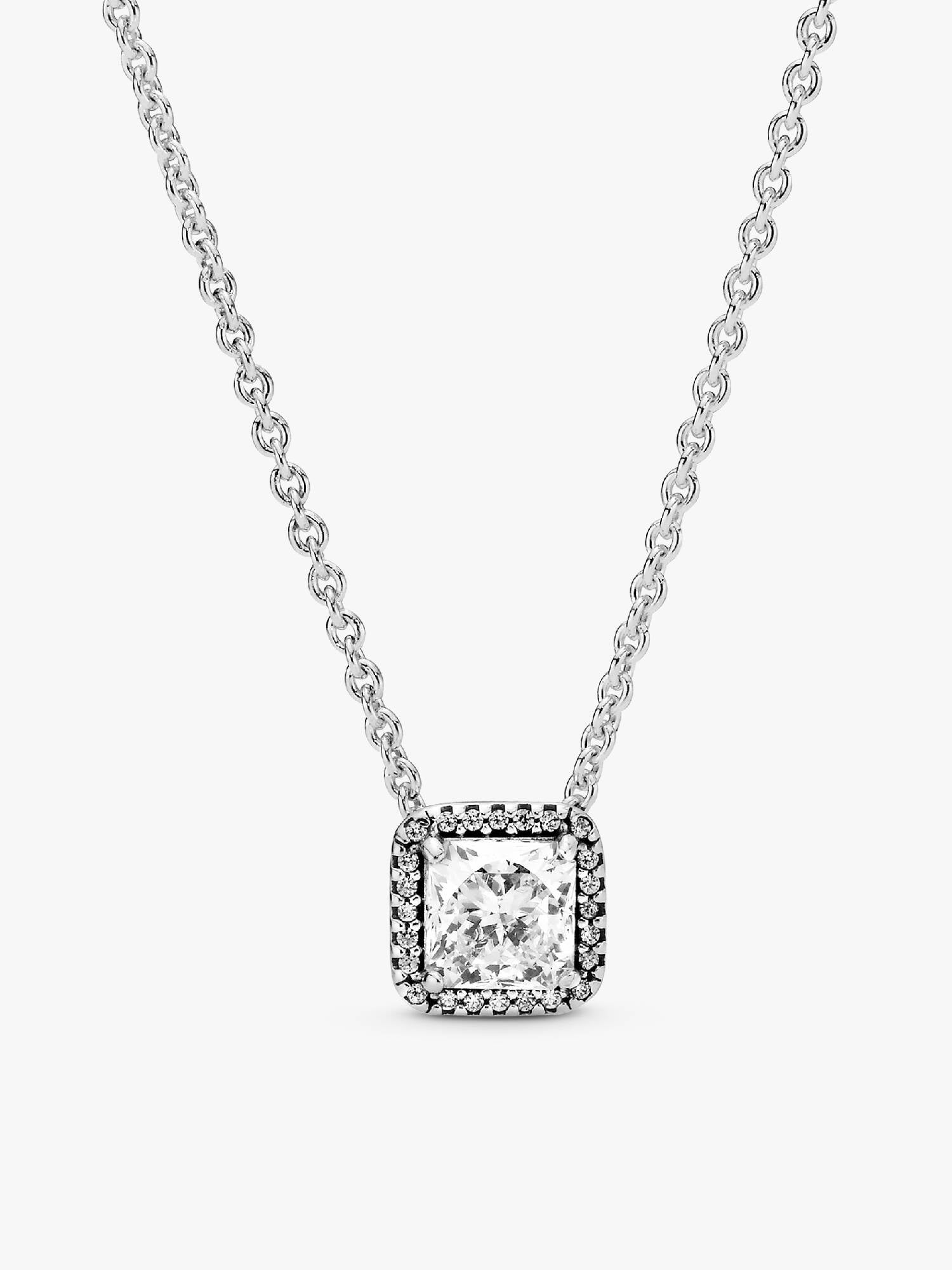 Silver necklace with clear cubic zirconia