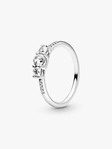 Silver ring with clear cubic zirconia