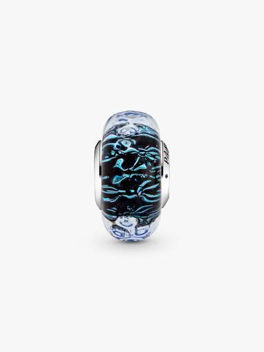 Wavy Dark Blue Murano Glass Ocean Charm