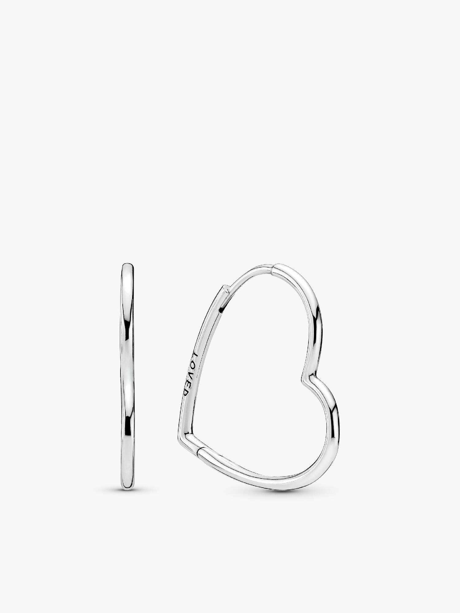 Asymmetrical heart silver hoop earrings