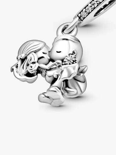 Married couple sterling silver dangle with clear cubic zirconia