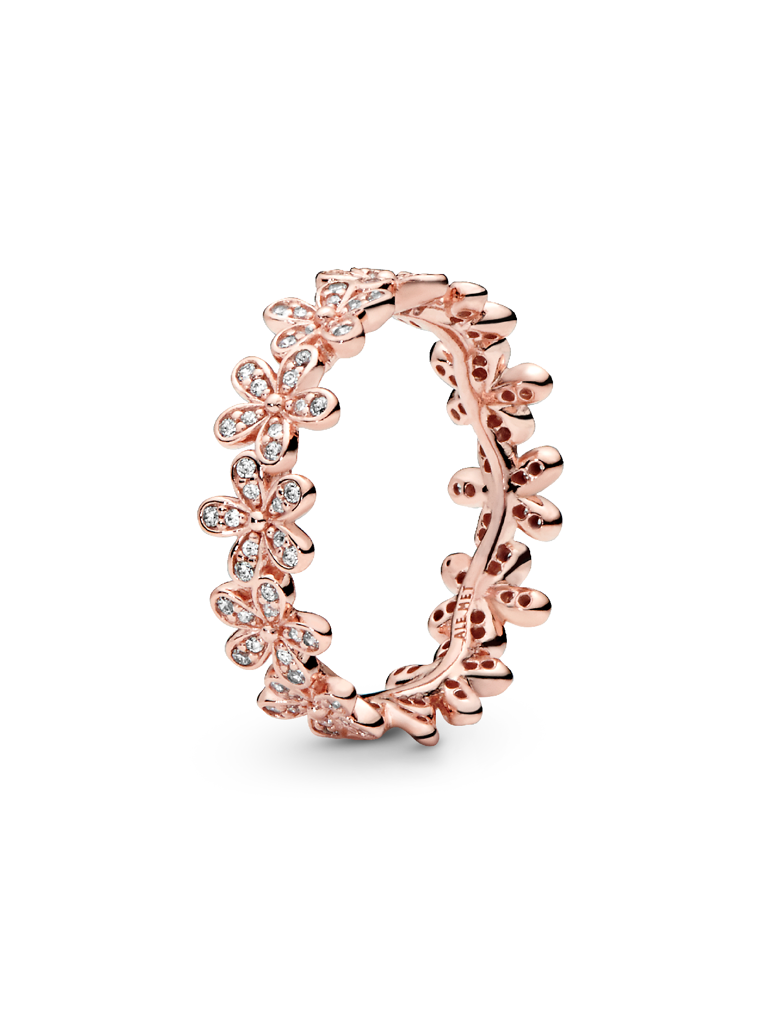 Daisy 14k rose gold-plated ring with clear cubic zirconia
