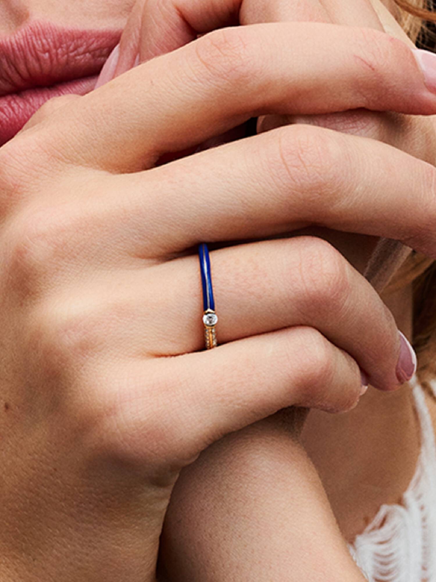 Pandora ME Pavé & Blue Dual Ring