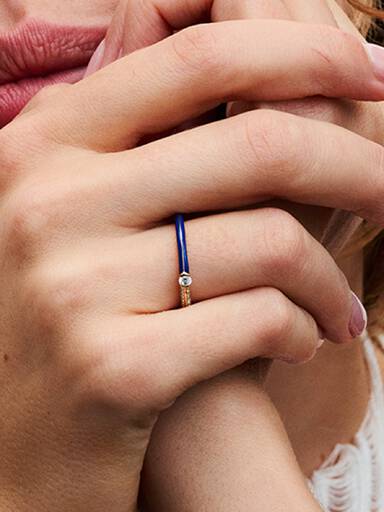 Pandora ME Pavé & Blue Dual Ring