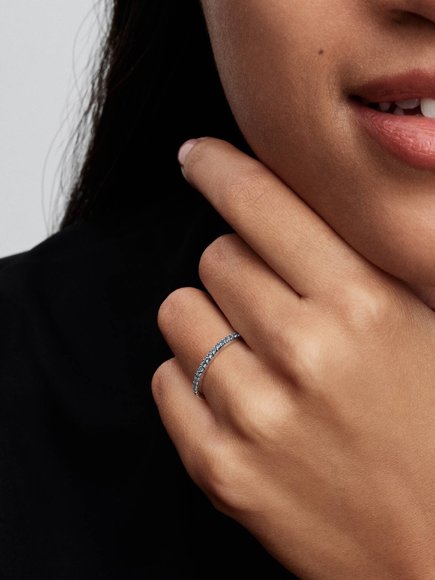 Sparkling Aquamarine Half-Eternity Band Ring 