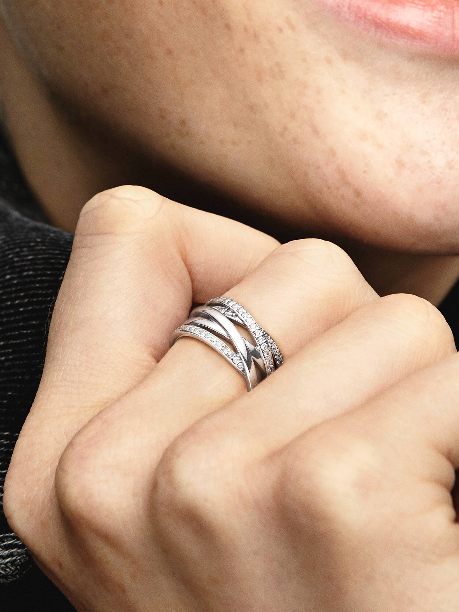 Silver ring with cubic zirconia