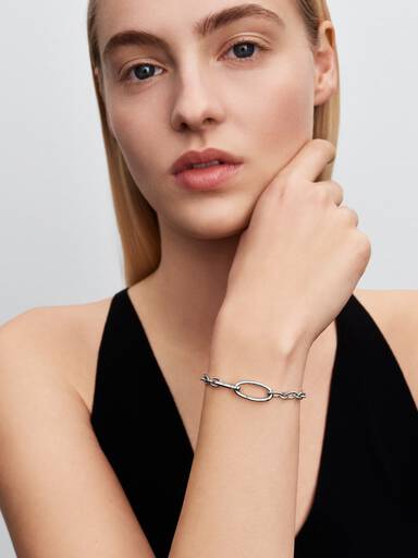 Sterling silver oval link bracelet