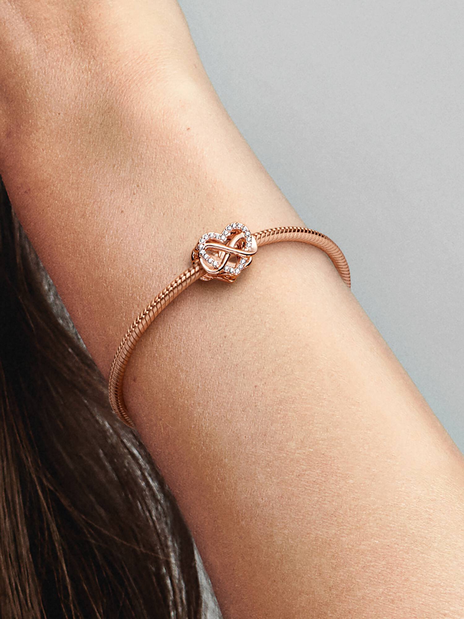 Sparkling Infinity Pink Heart Charm