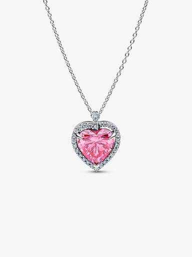 Pink Halo Heart Collier Necklace