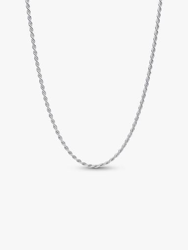 Sterling silver rope chain necklace with sliding clasp