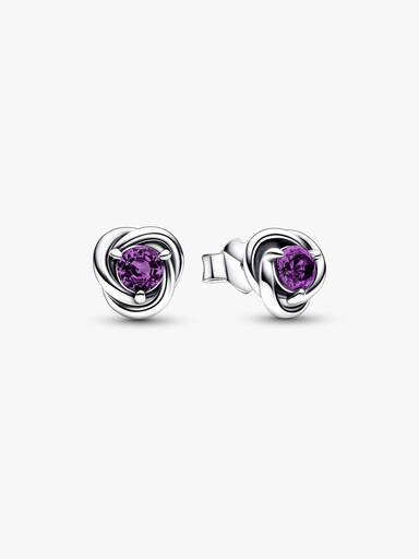 Purple Eternity Circle Stud Earrings