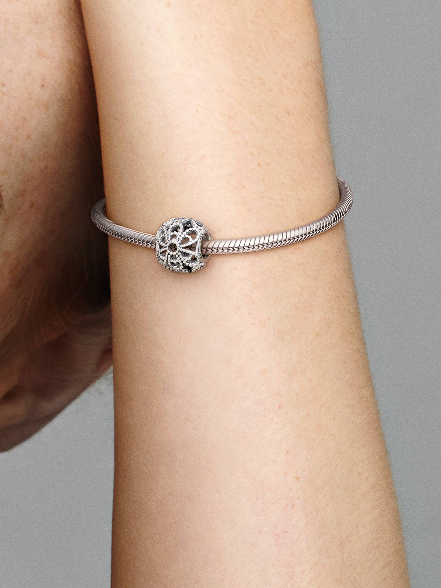 Openwork roses silver charm