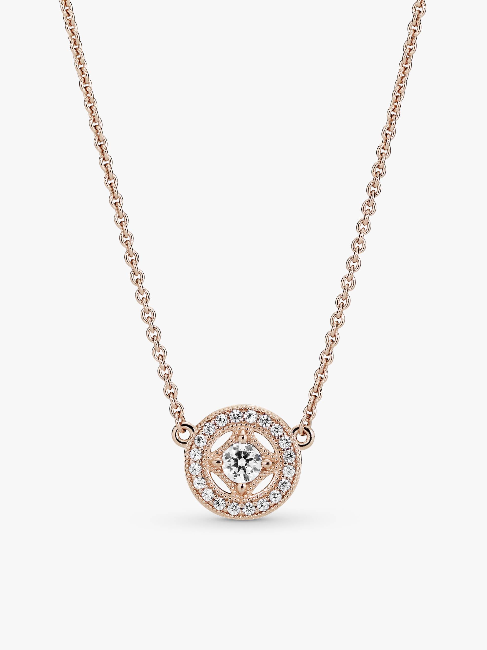 14k Rose gold-plated collier with clear cubic zirconia