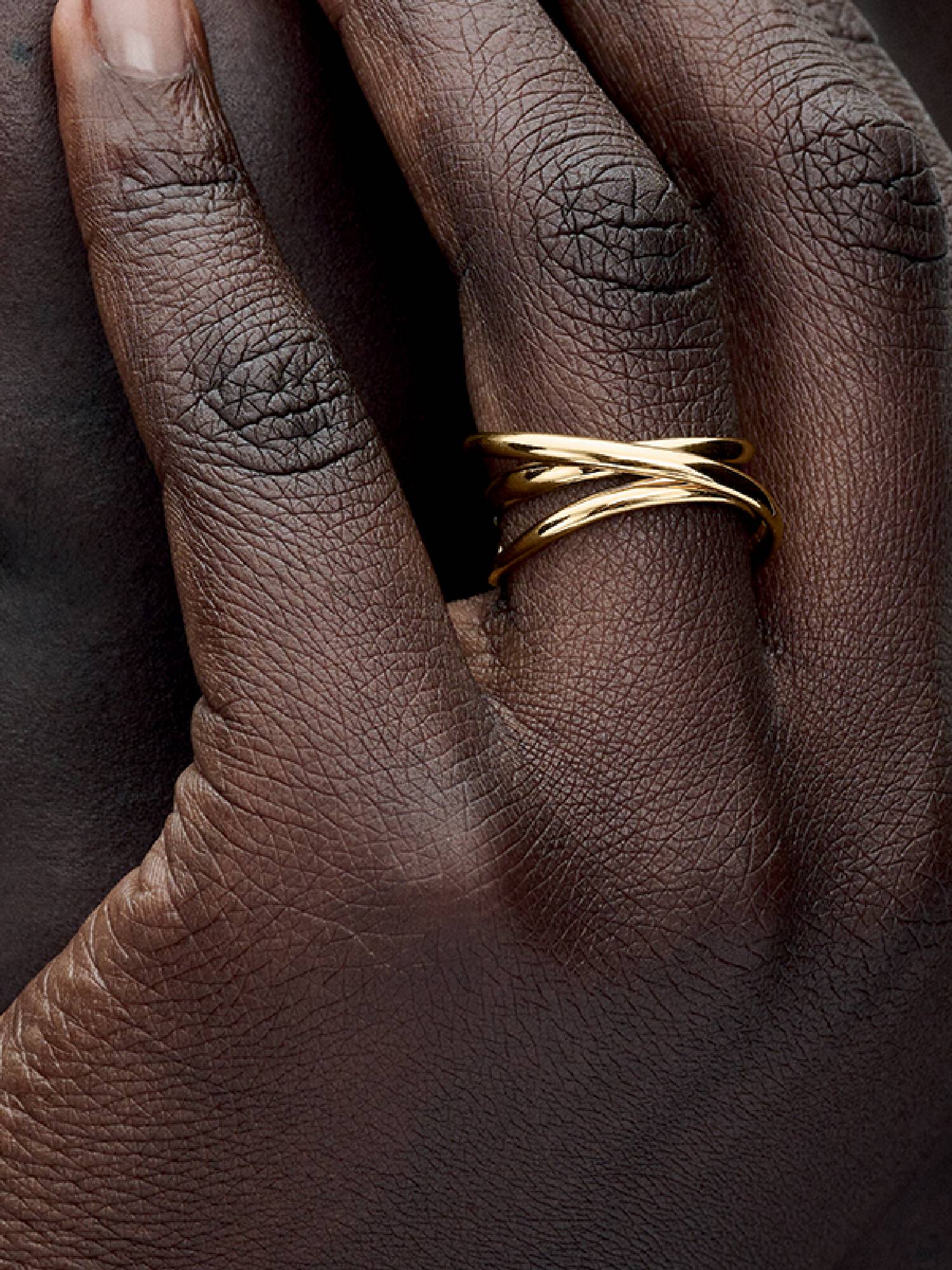 Organically Shaped Triple Band Open Ring