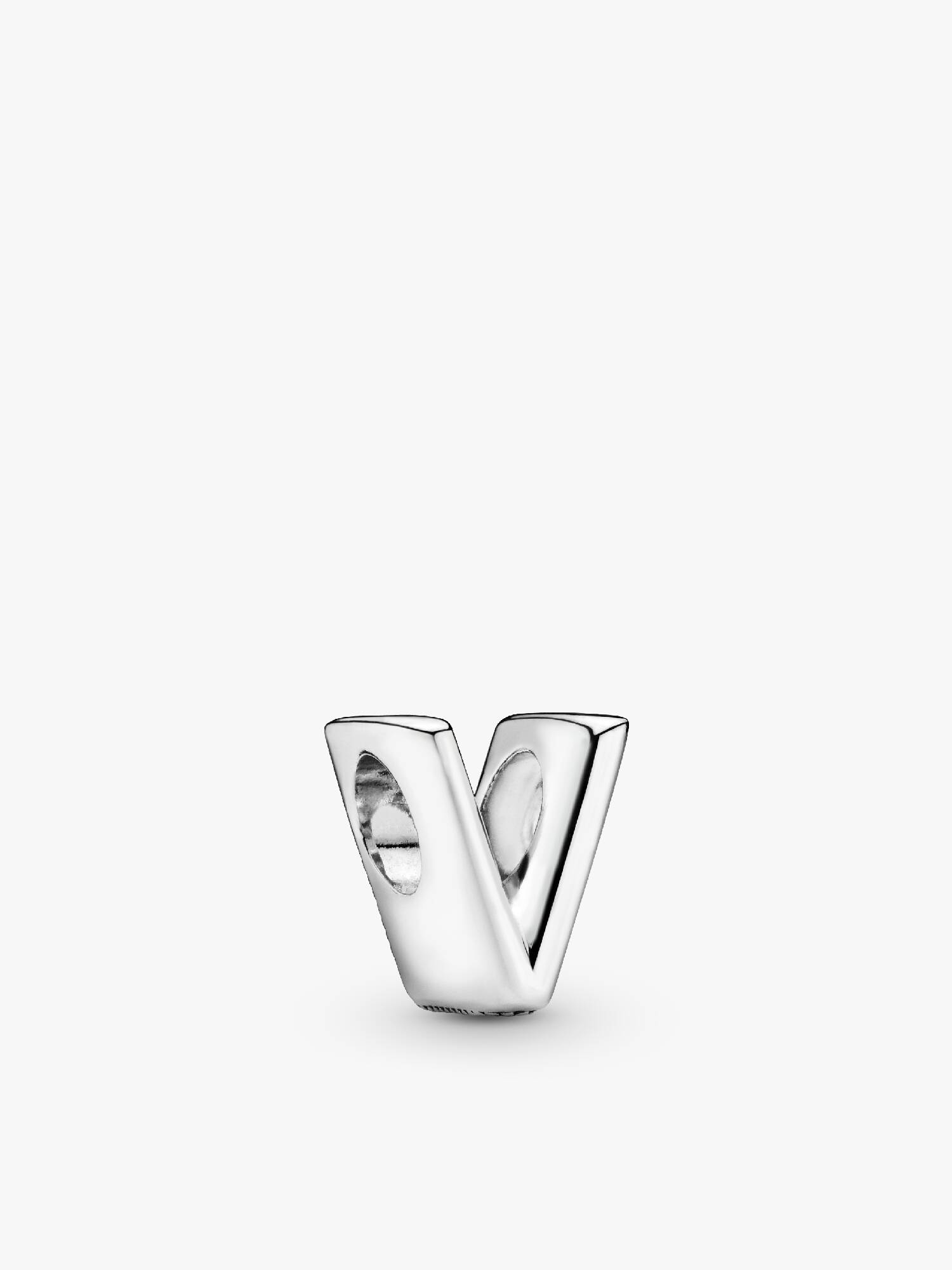 Letter V silver charm