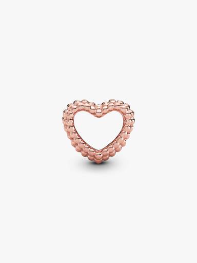 Beaded heart 14k rose gold-plated charm