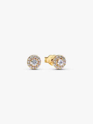 Round Pavé Halo Stud Earrings