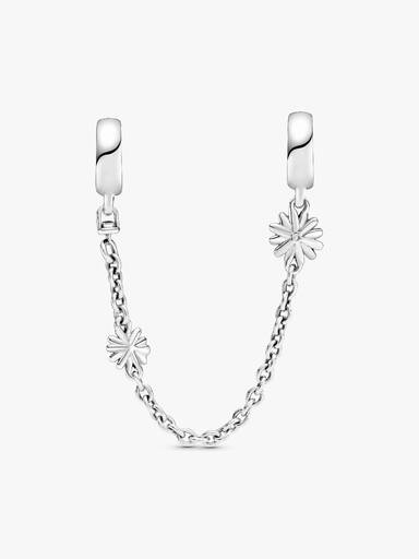 Daisy sterling silver safety chain with clear cubic zirconia