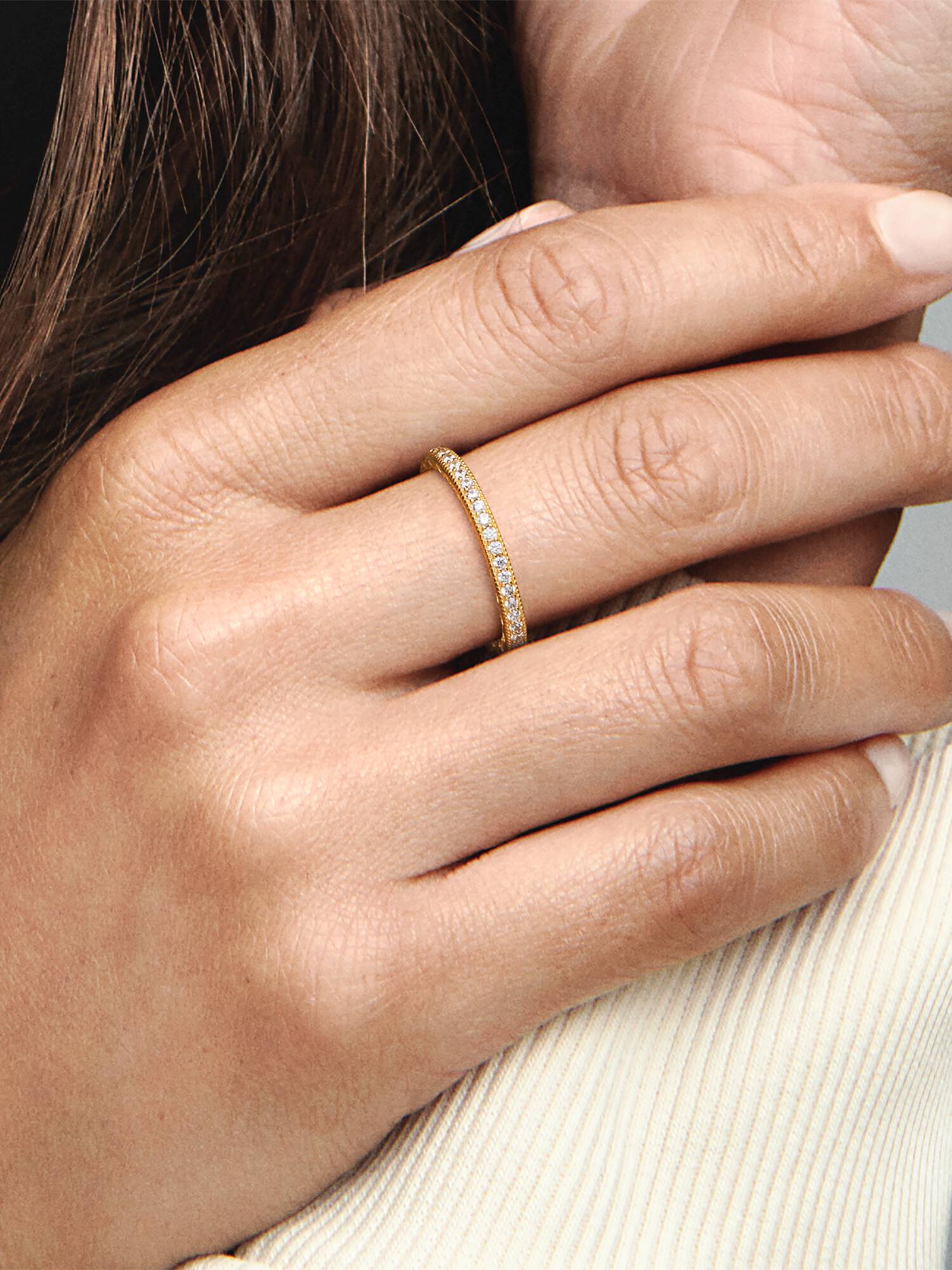 14k Gold-plated ring with clear cubic zirconia