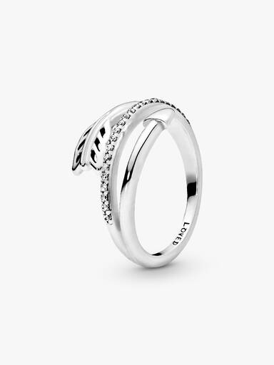 Arrow silver ring with clear cubic zirconia