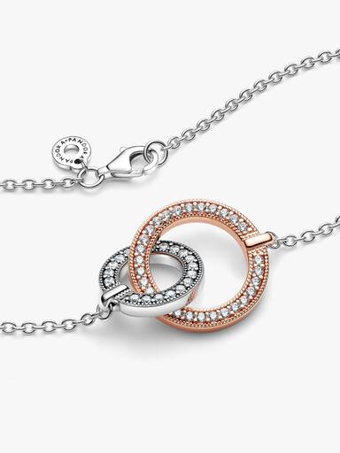 Pandora Signature Two tone Intertwined Circles Necklace