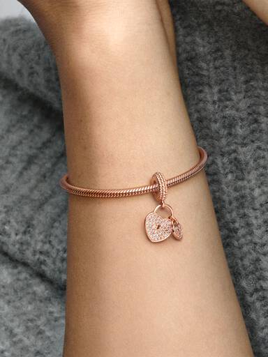 Pavé Heart Padlocks Dangle Charm