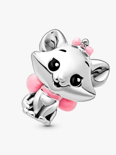 Disney Marie sterling silver charm with black and pink enamel