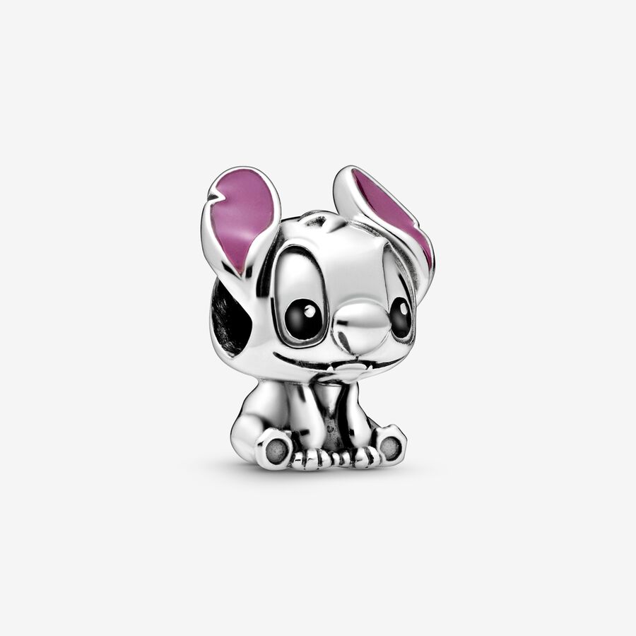 Disney Stitch silver charm with black and purple enamel image number 0