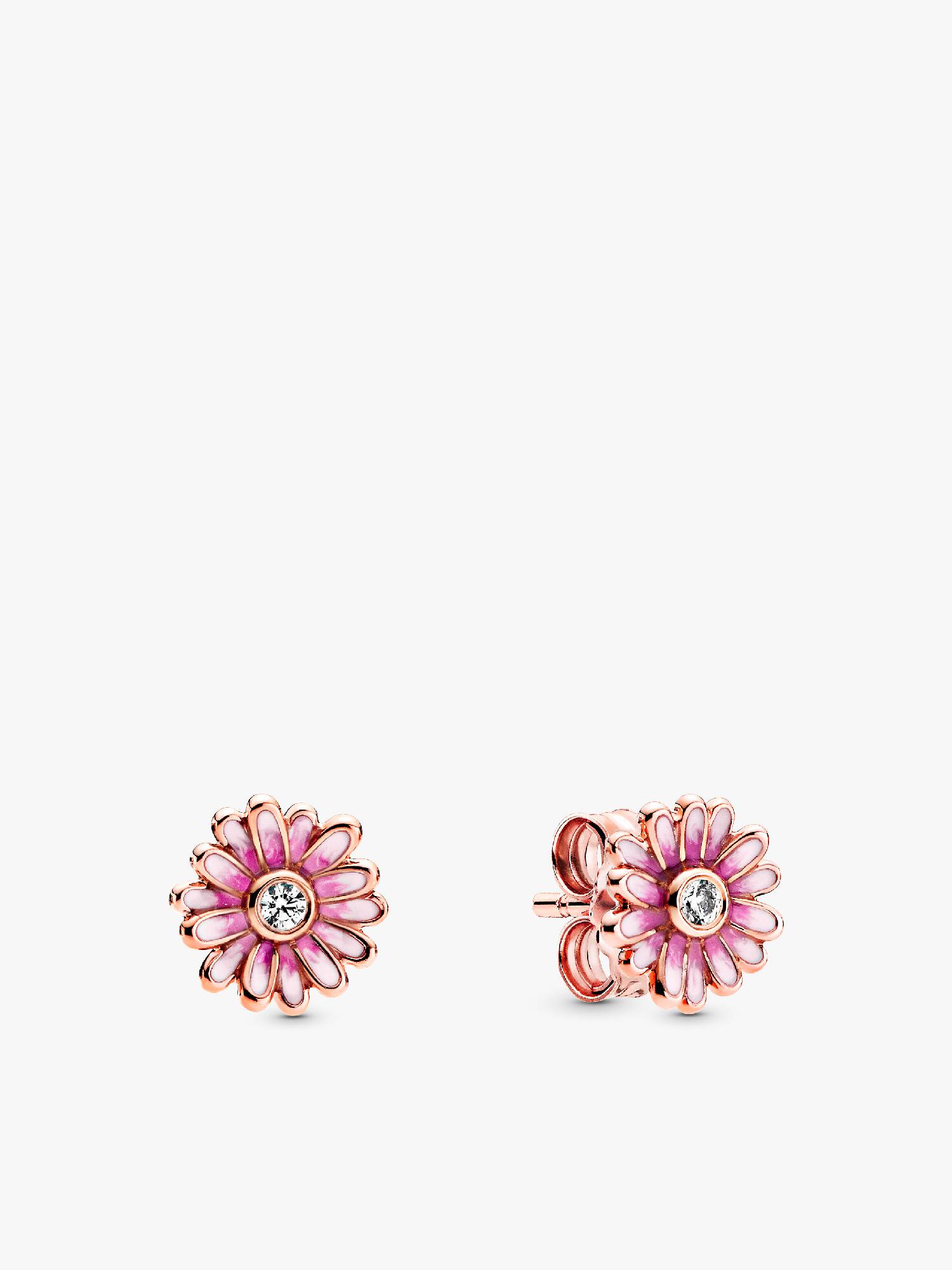 Daisy 14k rose gold-plated stud earrings with clear cubic zirconia and shaded pink enamel